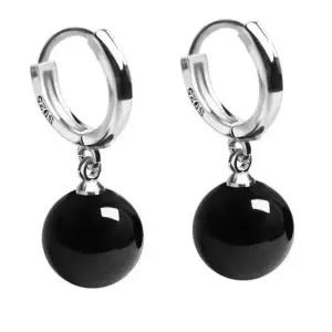 노알러지 오닉스 블랙 S925 실버 귀걸이 원석 마노