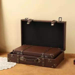슈트 케이스 엔틱 손가방 가죽 A형 여행 옷가방 소형 출장 하드 우드