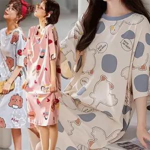 [로즈엘리][5컬러] 여름잠옷 쿨링 루즈핏 반팔 원피스 빅사이즈 홈웨어 2026