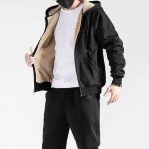 [옷자락]남성 겨울 보온 후리스 점퍼 블랙 퍼안감 뽀글이 자켓