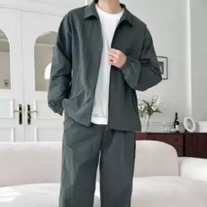 [옷자락]남성 하프넥 나일론 바람막이 집업 점퍼