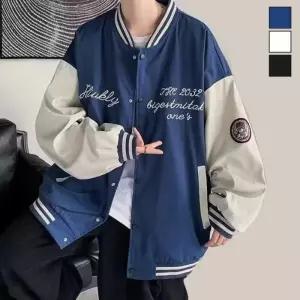 [옷자락]남성 스포티 캐주얼 블루종 노카라 야구 점퍼