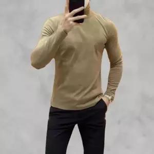 [옷자락]남성 클래식 하프넥 텐션 무지컬러 긴팔 티셔츠