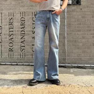 남자 부츠컷 청바지 연청 워싱 플레어 데님 팬츠