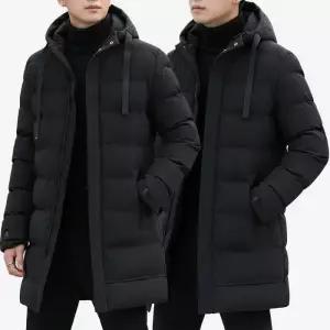 [아이에스이랩]남자 롱패딩 점퍼 코트 블랙 겨울 아우터 I4JK109