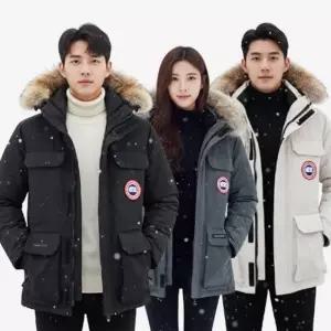 [아이에스이랩]클래식 구스 다운 패딩 리얼라쿤 겨울 아우터 I4JK111