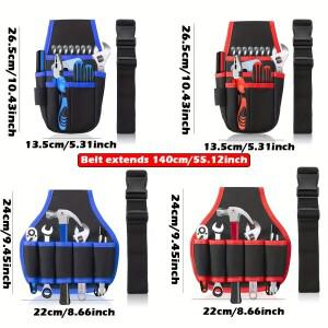 캔버스 도구 파우치 허리 가방, 6개의 포켓과 8개의 루프가 있는 다용도 정리함, 전기 기술자, 목수, DIY를