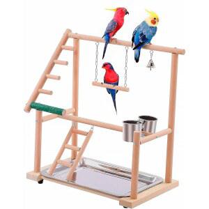 잉꼬 놀이터 잉꼬를 놀이터 농어 경석 천연 소형 중형 사다리 그네 씨앗 위한 나무 포함