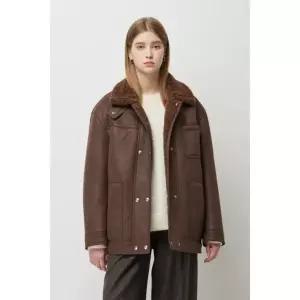 매장정품 SISLEY 시슬리 더블 페이크 레더 무스탕 브라운 SALE33561-BR 1406591
