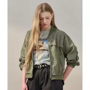 MAXZA 레이스 패치 야상 블루종 점퍼