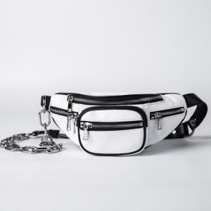 2중지퍼 천연양가죽 미니힙색 미니가방(WANG9073)