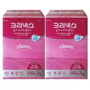 크리넥스 각티슈 실크 소프트 250매 3개입, 2개 미용티슈