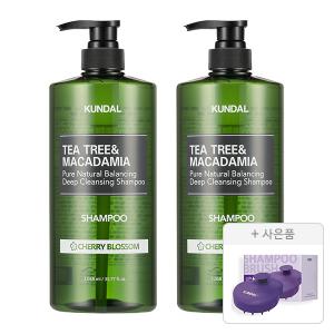 쿤달 딥 클렌징 지성샴푸 체리블라썸 1058ml, 2개+증정(스칼프 마사지 샴푸 브러쉬, 1개)
