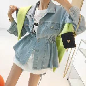 어게인 카라 허리밴딩 포켓 데님 블라우스 청자켓 (2color)