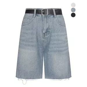 [하프클럽/바닐라비]여성 스퀘어 벨트 컷팅 버뮤다 팬츠