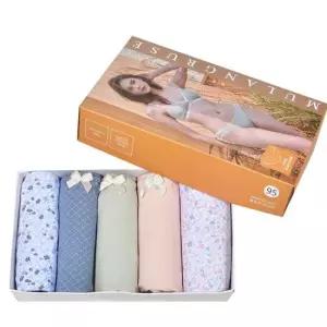 [오노마] ONM 여성 플로라 면스판 세미비키니 미디 삼각 팬티 5매입