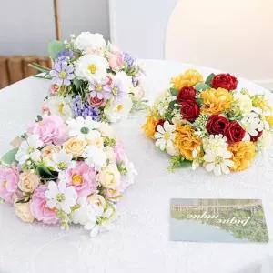 데이지 성묘 꽃다발 조화 로즈 백일홍 32cm 3타입 납골당 산소 추모 장식 수목장