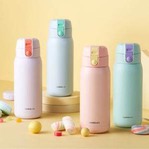 락앤락 스쿨핏 코튼캔디 원터치 텀블러 370ml 보온보냉병 4색 LHC3233 / 스트랩 완벽밀페 파스텔컬러
