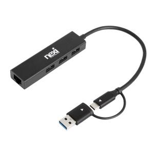 USB C타입 A타입 3포트 멀티허브 기가비트 유선 랜카드 이더넷 USB확장 RJ45 LAN포트 노트북 PC