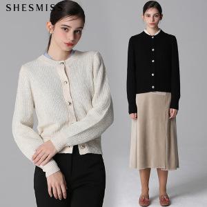 [쉬즈미스(SHESMISS)] 울 혼방 버튼 포인트 가디건
