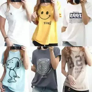 여성 반팔 티 7부 스트라이프 무지 면티 워싱 봄 여름 가을 흰색 단가라 레터링 프린팅 루즈핏 크롭 기본 흰티 얇은 슬림 줄무늬 브이넥 라운드 티 티셔츠