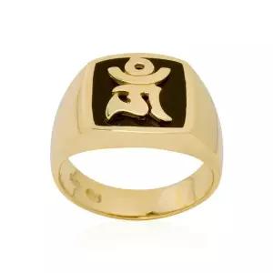 [골드모아][온주얼] 14K 옴자 블랙사각 반지