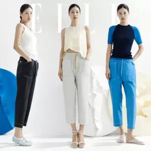 [ELLE]엘르 썸머 스티치 배색 나일론 팬츠 3종