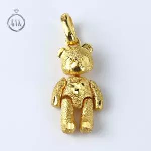 [가앤] 24k순금 하트 가슴 곰돌이 움직이는 목걸이 메달 펜던트 3.75g