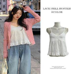 무배 프릴 뷔스티에 나시 블라우스 워너비뮤즈