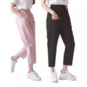 [하프클럽/] 여름 린넨 여성 항아리 스판 배기팬츠 빅사이즈 통바지