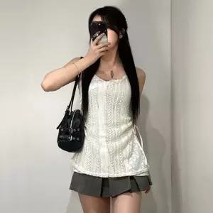 ONM 여성 레이스 펀칭 레이어드 셔링 원피스