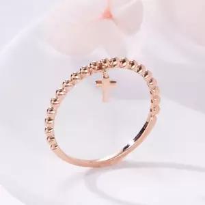 [비앤비골드] 18K 십자가 크로스 딸랑이 볼볼 반지 NPR41573