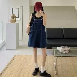 ONM 여성 귀엽곡 발랄한 데님 진청 점프수트 멜빵반바지