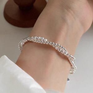 [디작소]여성 실버 925 볼 구슬 꼬임 레이어드 팔찌