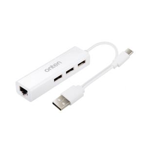 FW774 Coms USB 3.1 Type-C 허브+이더넷 컨버터 RJ45 10/100Mbps 2 in 1 USB 2.0 3포트 3port C타입