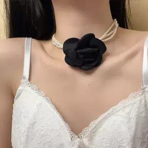 이거찜)장미 쵸커 목걸이 패션 포인트 파티 할로윈 진주목걸이 롱진주목걸이 패션목걸이