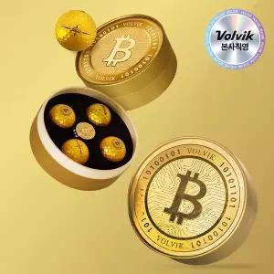 [볼빅][본사직영] 볼빅 솔리체 골드 비트코인 에디션 골프공 4구+골드볼마커 선물세트