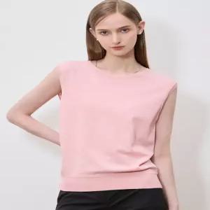 [쉬즈미스][쉬즈미스(SHESMISS)] 분위기있는 슬리브리스 라운드 니트 탑 (택가