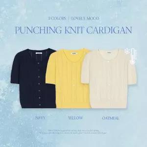 핫핑 [여름니트] 고트 라운드넥 펀칭 반팔 니트가디건