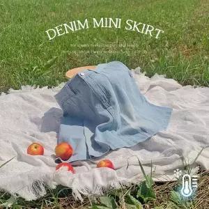 핫핑 니케 여름 핀턱 플리츠 데님 미니스커트