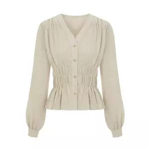 [페이지플린] 셔링링클브이넥블라우스_P5CBL002C