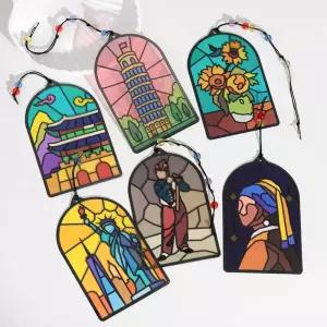 조각 스티커 썬캐쳐 장식 책갈피 만들기 재료 도서관 DIY 키트 세트 북마크 늘봄 소품 명화 랜드마크 체험 무늬 썬캐처 상징물 경복궁 대표 소품 악세사리