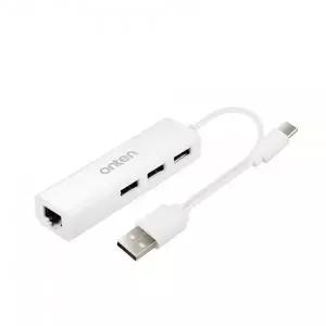 라이트컴 FW774 Coms USB3.1Type-C허브+이더넷컨버터RJ4510/100Mbps2in1,USB2.03포