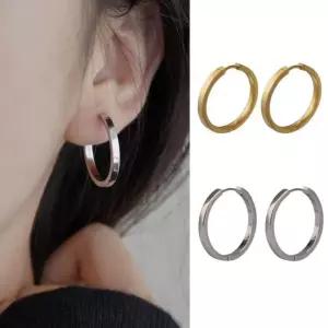 2.1cm 심플 프랜치 후프 골드 실버 링 S925 방지 캐주얼 이어링 귀걸이