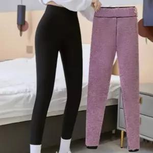 ONM 여성 퍼 타이즈 팬츠 겨울 퍼플 벨벳 기모 레깅