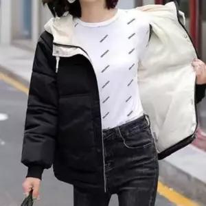 ONM 여성 배색 점퍼 겨울 컬러 포인트 후드 패딩 자