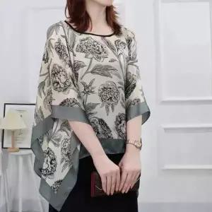 스카프 여성 쉬폰 블라우스 시스루 여자 쉬폰 블라우스 여름 반팔