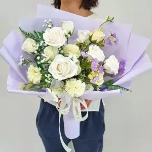 카네이션 장미 비누꽃다발 대형L 화이트고요한위로 당일발송 어버이날 감사 추모 기념일 꽃선물 2130350 로