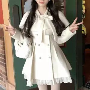 고퀄 케이프 퍼 더블단추 A라인 하프코트 모직 판초 망토 연말 크리스마스 모임 행사 결혼식 겨울코트