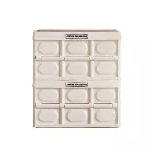 진심감성 폴딩 캠핑 리빙 박스 수납 56L 크림베이지X2 BNS